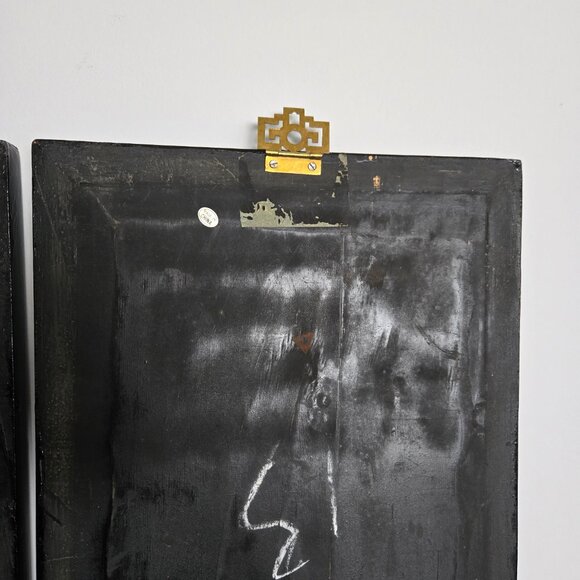 Vintage Asian Wall Art Panel Set – Lacquer & Mother of Pearl Geisha Decor - Picture 14 of 16